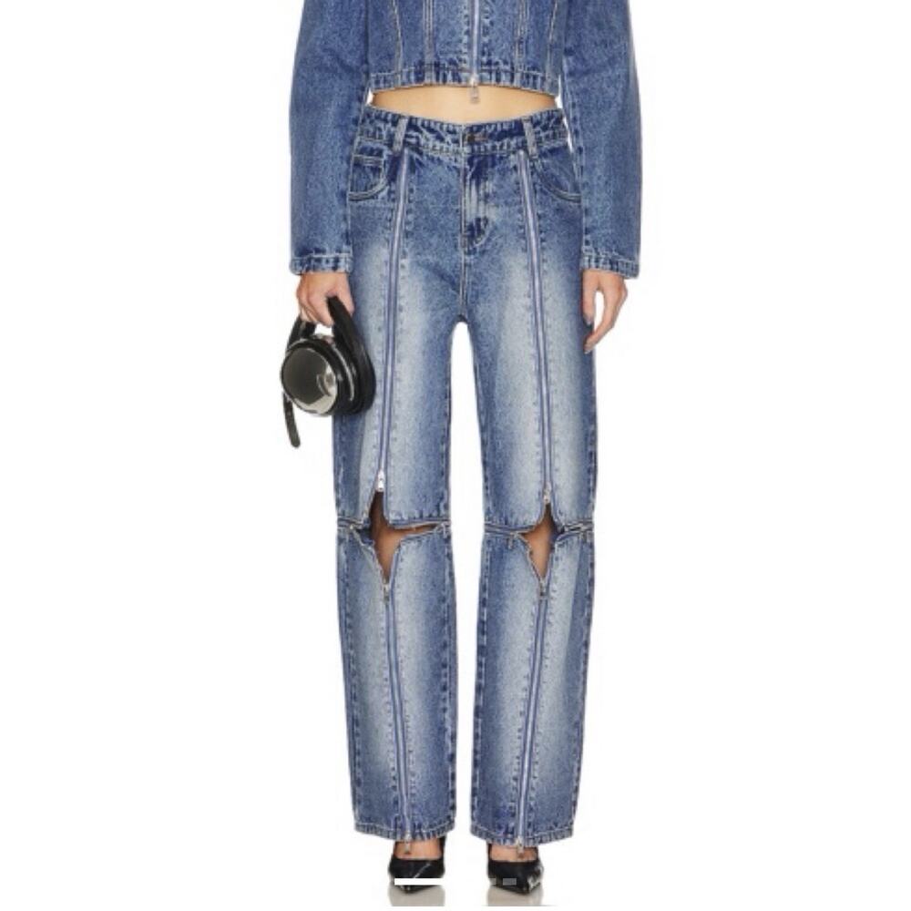 Wynn Hamlin Andie Jeans Multi Directional Grunge Avant Garde Zipper Detail SZ 4